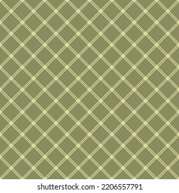 Subtle vector geometric traditional folk ornament. Nordic scandinavian style. Winter Christmas theme. Simple green colored seamless pattern. Ornamental background with squares, grid. Repeat design