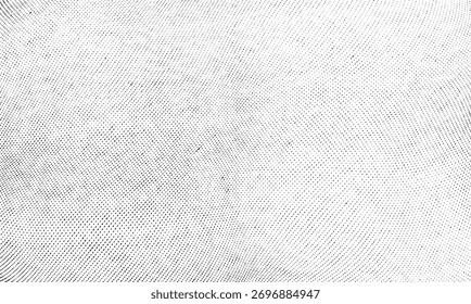 Subtle vector light texture background with curving dots. Minimalist black and white distorted halftone backdrop.