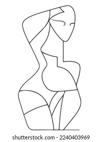 Subtle vector line illustrations of a Woman, Abstract Woman Boho Line Drawing, Feminine Vector Clip Art, Perfect Decoration for Living Room, Office, Hallway