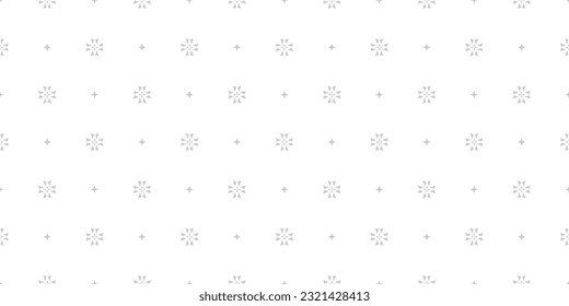 Subtle vector minimal floral background. Simple geometric seamless pattern with tiny flower silhouettes, small stars, diamonds, snowflakes. Minimal white and gray abstract texture. Luxury geo design