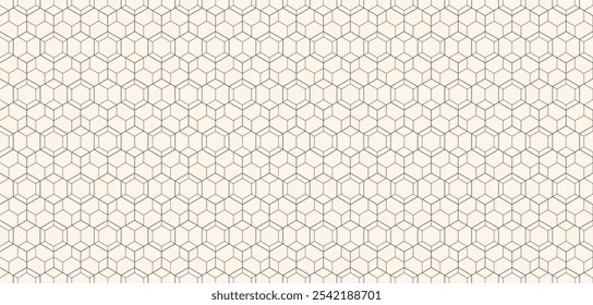 Subtle vector minimalist geometric seamless pattern. Thin lines texture, hexagon grid, delicate minimal lattice, net, diamonds. Trending black and white linear background. Abstract repeated background