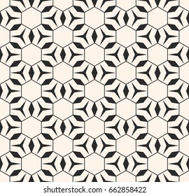 Subtle vector monochrome seamless pattern. Abstract geometrical background. Delicate linear texture with triangles, rhombuses, thin lines, hexagonal grid. Design for prints, covers, textile, cloth