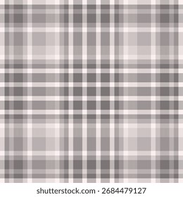 Subtle vector seamless check, tissue pattern texture plaid. Website tartan textile fabric background in grey and sea shell colors palette.