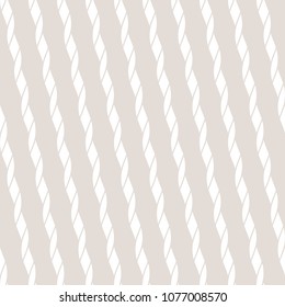 Subtle vector seamless pattern with diagonal ropes, stripes, slanted lines. Abstract white and beige geometric texture. Delicate repeatable background. Simple modern design for decor, fabric, prints