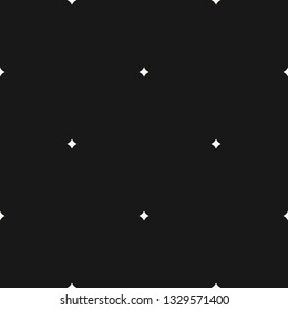 Subtle vector seamless pattern with small diamond shapes, stars, rhombuses, dots. Simple black and white geometric background. Abstract minimal monochrome texture. Dark repeat design for decor, covers