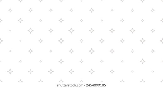 Subtle vector seamless pattern with small diamonds, outline stars, sparkles. Abstract gray and white geometric texture. Simple minimal repeated background. Elegant geo design for decor, package, print