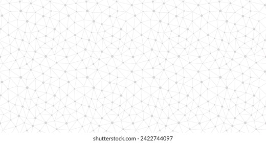 Subtle vector triangular mesh seamless pattern. Abstract minimalist white and gray background with lines, nodes, polygonal grid, lattice. Simple minimal geometric texture. Repeated modern geo design