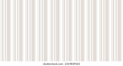 Subtle vertical stripes pattern. Simple vector seamless texture with thin and thick lines. Modern abstract beige and white geometric striped background. Repeat geo design for print, wallpaper, cover