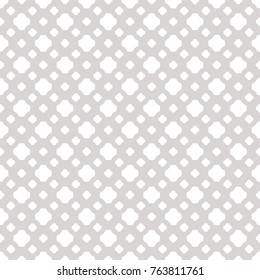 Subtle vintage seamless pattern in pastel colors, light gray and white. Elegant silver texture. Vector abstract geometric background with small floral shapes, rounded crosses, dots. Repeat design 