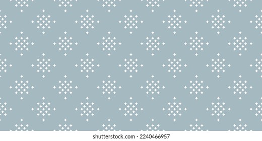 Subtle vintage vector seamless pattern with small diamond shapes, stars, rhombuses, dots. Simple ornament texture in light gray color. Abstract minimalist geometric background. Repeat geo design 