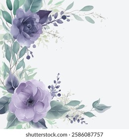 Subtle watercolor floral pattern, adorned with soft purple flowers and green leaves.