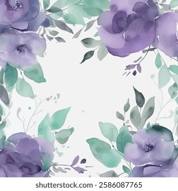 Subtle watercolor floral pattern, adorned with soft purple flowers and green leaves.