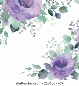 Subtle watercolor floral pattern, adorned with soft purple flowers and green leaves.