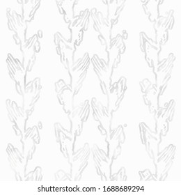 Subtle Watercolor-Dyed Effect Textured Plant Stripe Graphic Motif. Seamless Pattern.