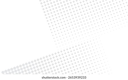 Sutil fundo branco apresenta um design minimalista com blocos angulares preenchidos com densidades variadas de pontos de meio-tom cinza claro que criam um efeito visual moderno e texturizado