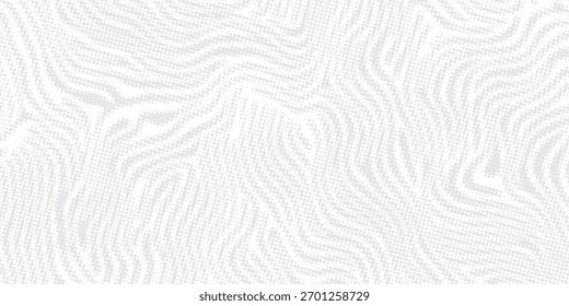 Fondo de patrón de onda de semitono fluyente blanco sutil. Diseño moderno de moda en Ilustración vectorial