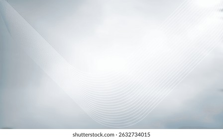 Sutis linhas onduladas brancas sobre fundo cinza suave: Design moderno abstrato com curvas suaves para projetos de arte digital minimalista e limpo