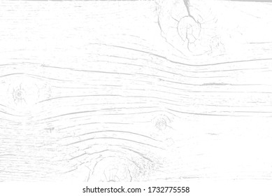 Feines weißes Holzbrett-Overlay für Hintergrund oder Design. Cool graue Holzstruktur mit Rissen und Knoten. Tisch- oder Fußbodenansicht. Vektor EPS10.