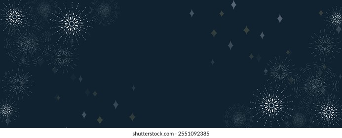 A subtle yet sophisticated design featuring soft fireworks in shades of white against a rich, deep teal-blue background.