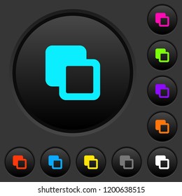 Subtract shapes dark push buttons with vivid color icons on dark grey background