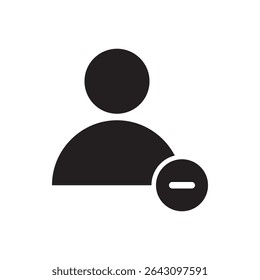 Subtract user icon. Avatar with minus symbol, ideal for user downgrade or contact removal.