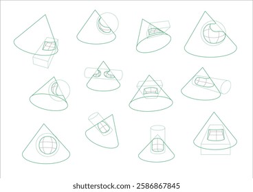The subtracted green cone forms