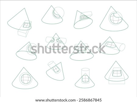 The subtracted green cone forms