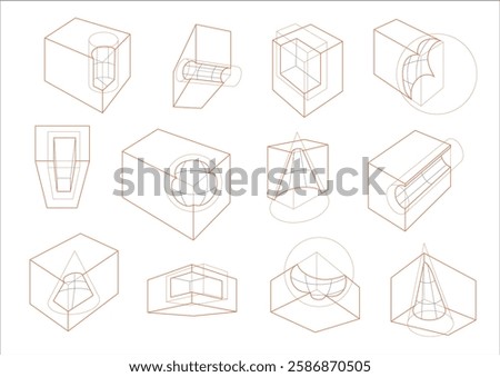 The subtracted orange box forms