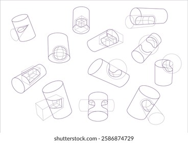 The subtracted purple cylinder forms