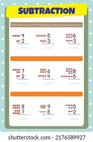 Subtraction and addition exercises for preschool and kindergarten.