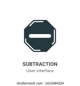 Subtraction glyph icon vector on white background. Flat vector subtraction icon symbol sign from modern user interface collection for mobile concept and web apps design.