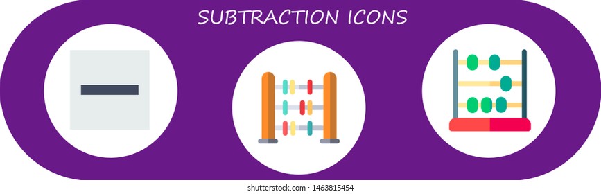 subtraction icon set. 3 flat subtraction icons.  Simple modern icons about  - substract, abacus