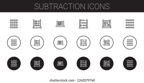 subtraction icons set. Collection of subtraction with abacus. Editable and scalable subtraction icons.