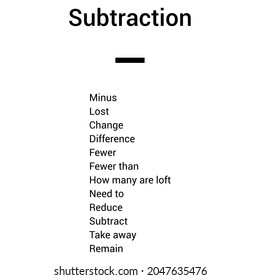 subtraction key words in mathematics
