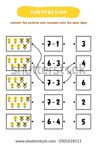 subtraction math educational game for kids math worksheet for children with colorful
