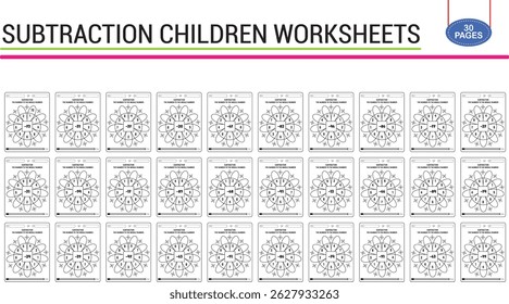 Subtraction math worksheet for children