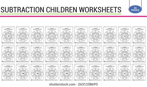 Subtraction math worksheet for children 