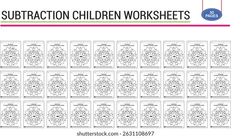 Subtraction math worksheet for children 