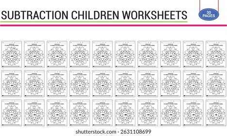 Subtraction math worksheet for children 