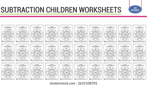 Subtraction math worksheet for children 