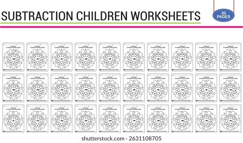 Planilha matemática de subtração para filhos 
