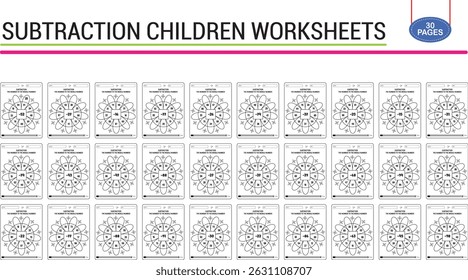 Subtraction math worksheet for children 