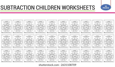 Subtraction math worksheet for children 