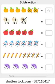 Subtraction number - Worksheet for education
