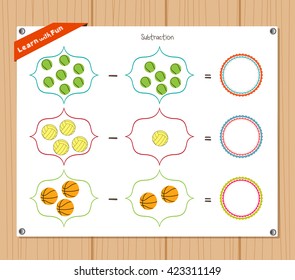 Subtraction number - Worksheet for education