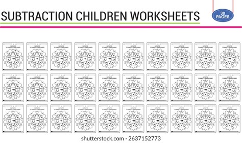 Subtraction vector math worksheets for child