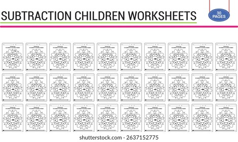 Subtraction vector math worksheets for child