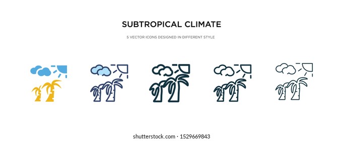 subtropical climate icon in different style vector illustration. two colored and black subtropical climate vector icons designed in filled, outline, line and stroke style can be used for web,
