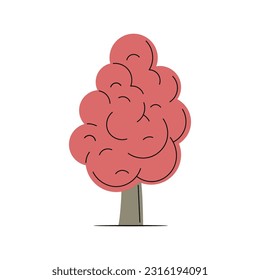 Árbol subtropical con follaje rojo. Ilustración del vector