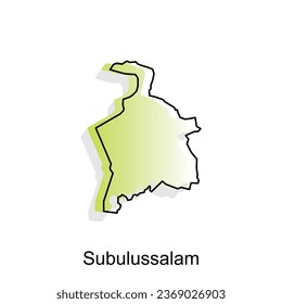 Mapa de Subulussalam Ciudad. mapa vectorial de la provincia de Aceh capital País diseño colorido, ilustración plantilla de diseño sobre fondo blanco